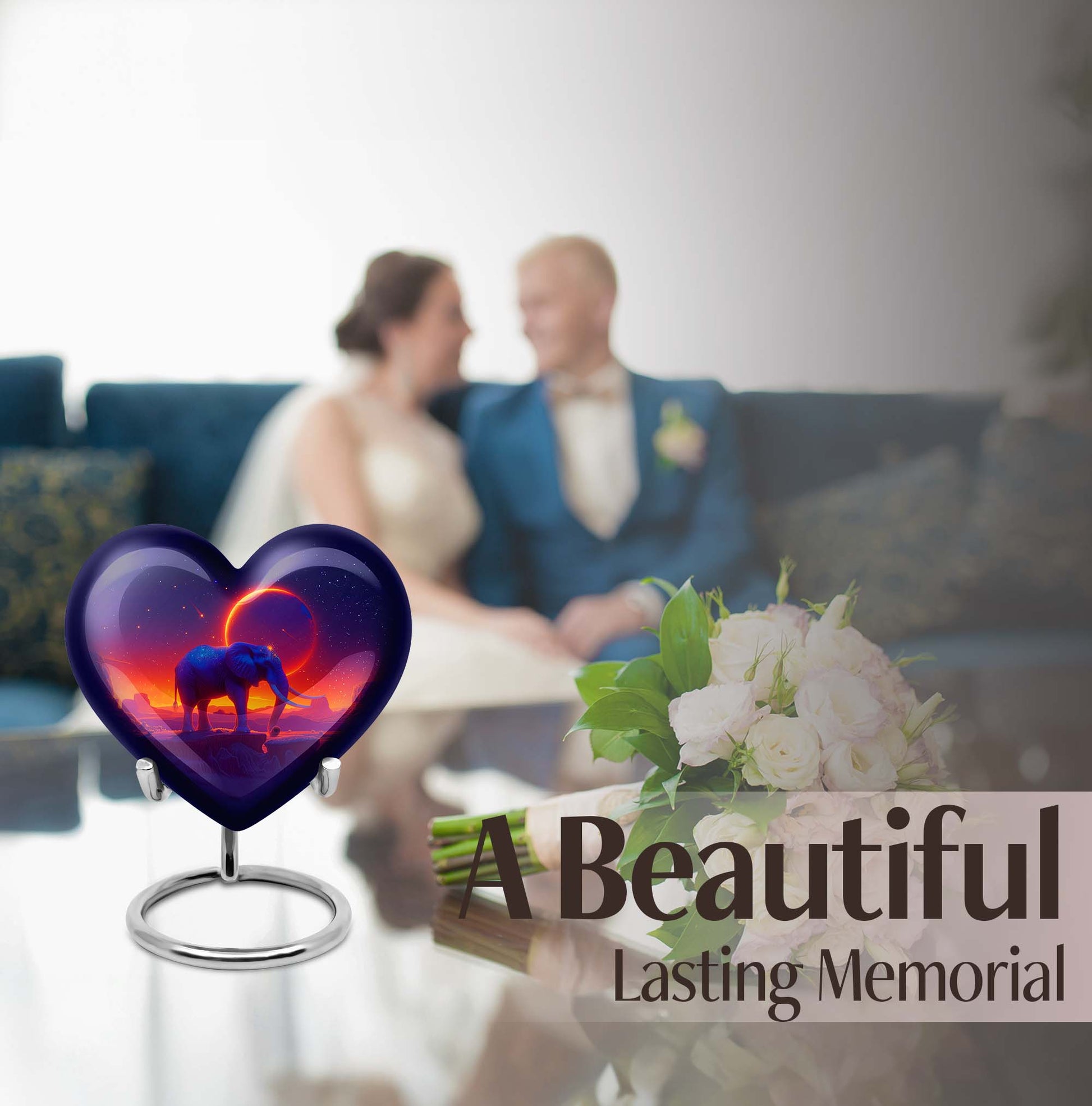 Heart-designed Elephant Memorial Urn