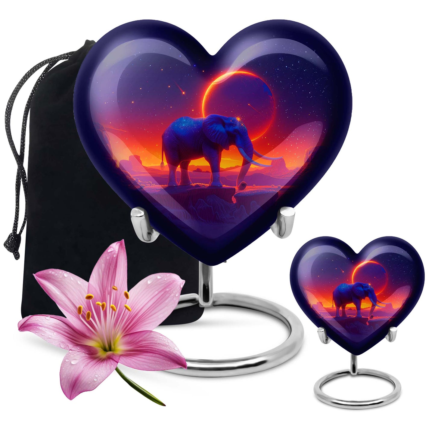 Heart-designed Elephant Memorial Urn