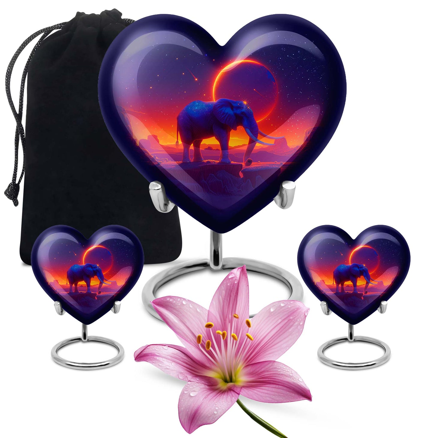Heart-designed Elephant Memorial Urn