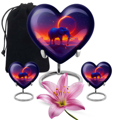 Heart-designed Elephant Memorial Urn