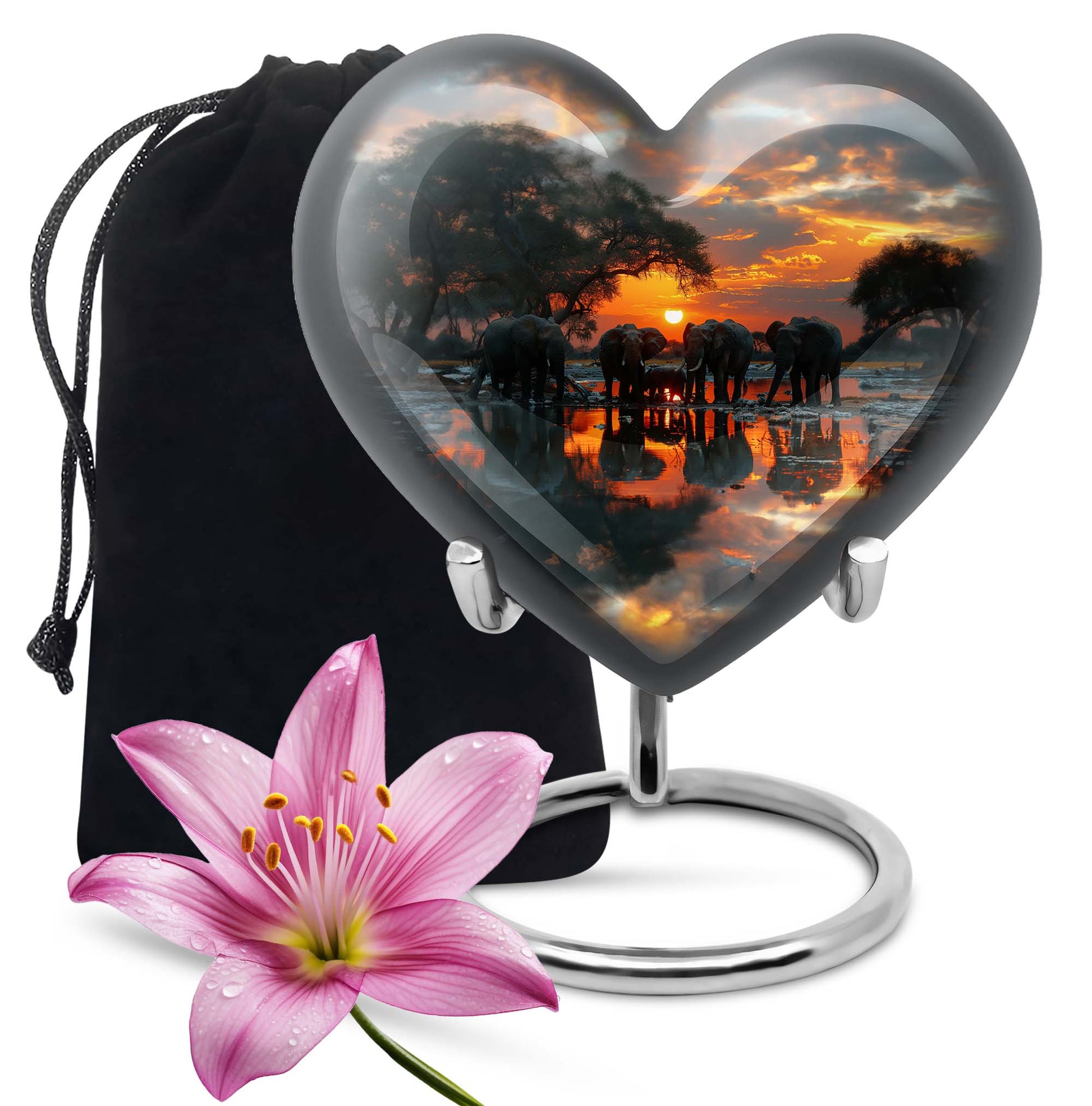 Aluminium heart-themed Elephant Urn