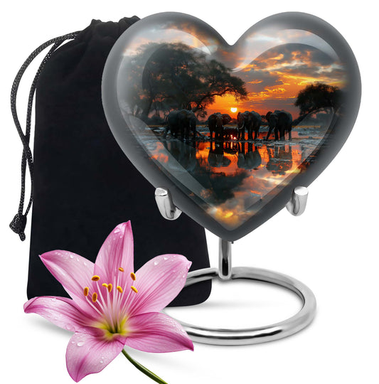 Aluminium heart-themed Elephant Urn