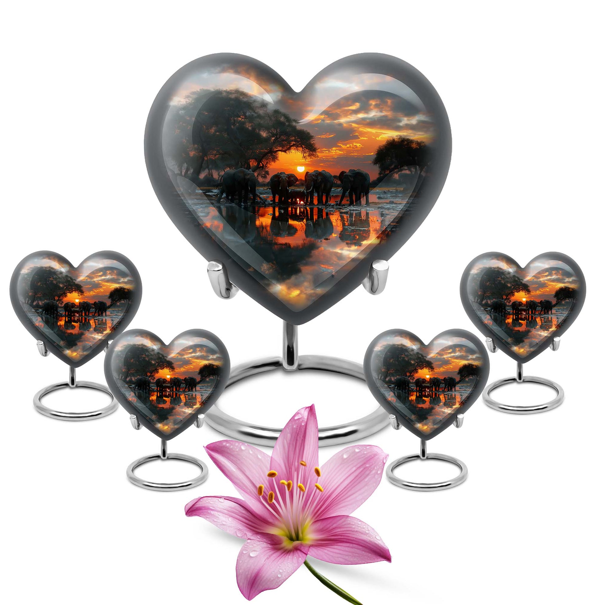 Aluminium heart-themed Elephant Urn