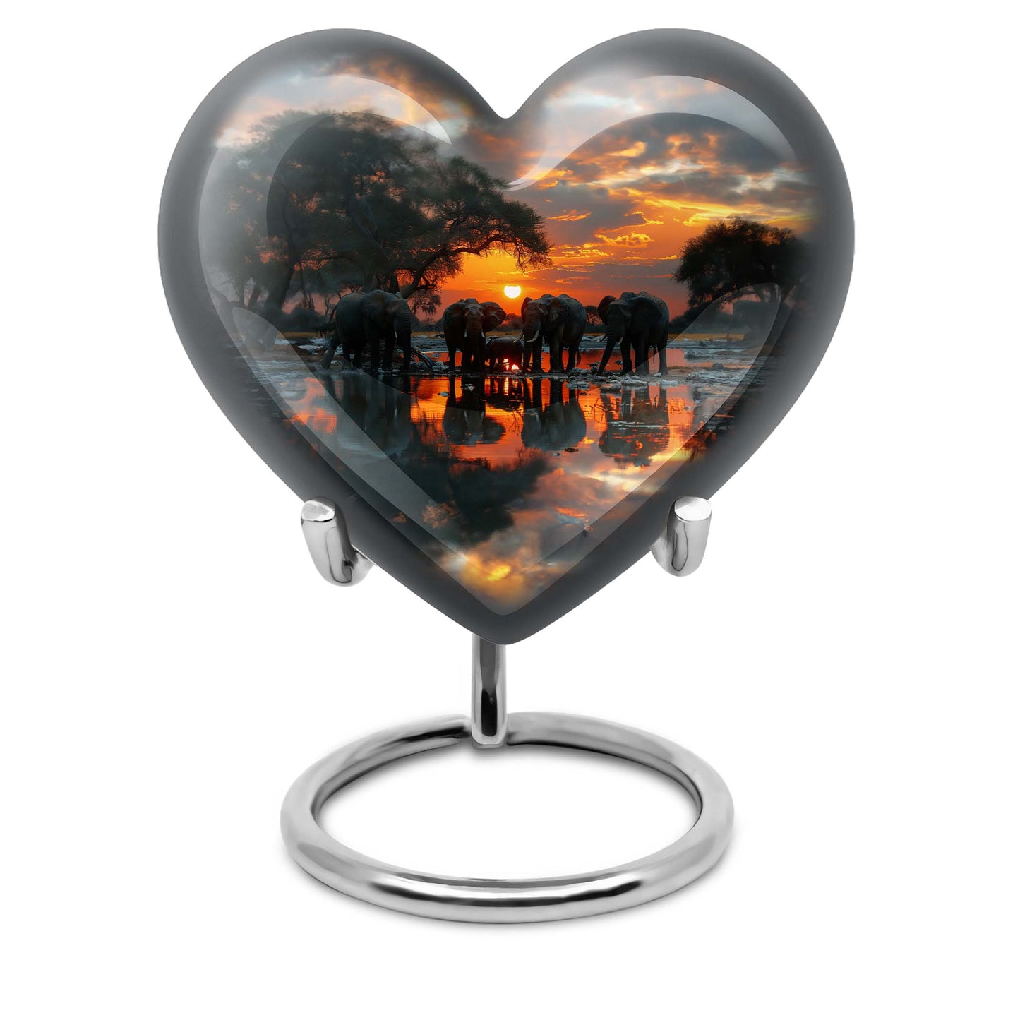 Aluminium heart-themed Elephant Urn