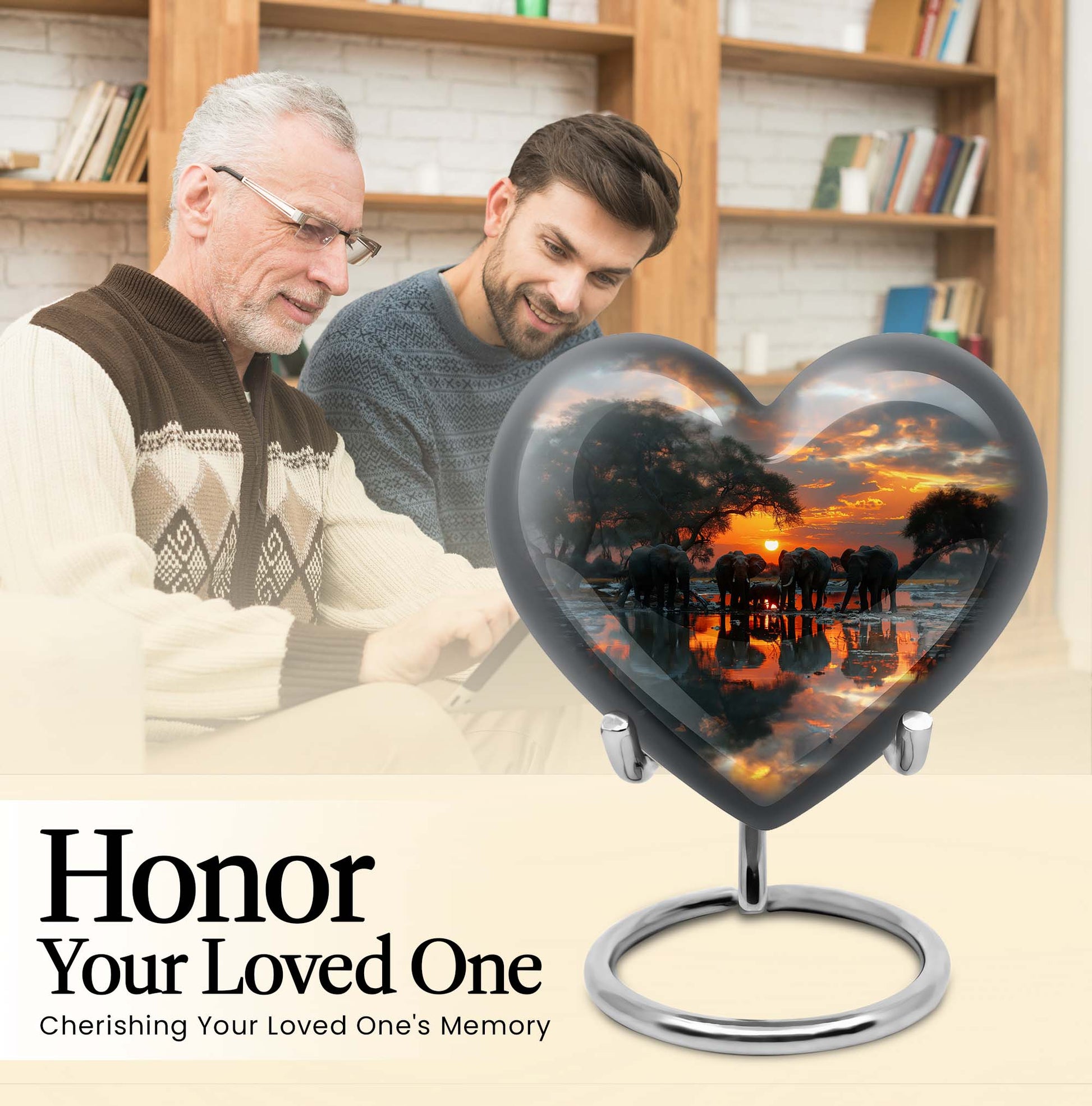 Aluminium heart-themed Elephant Urn