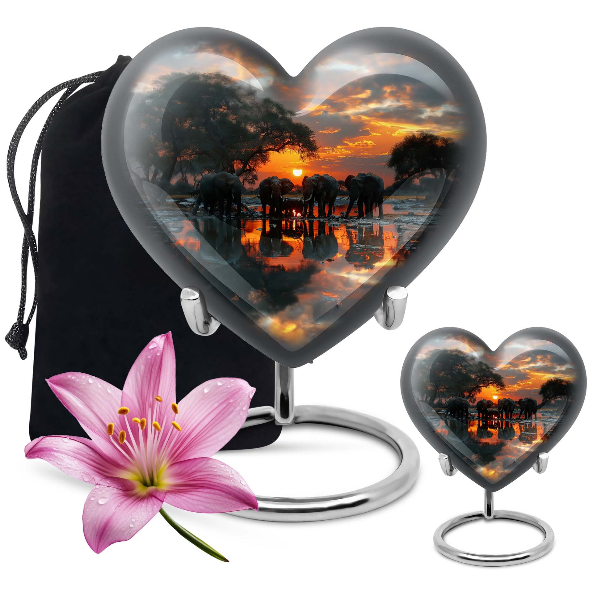 Aluminium heart-themed Elephant Urn