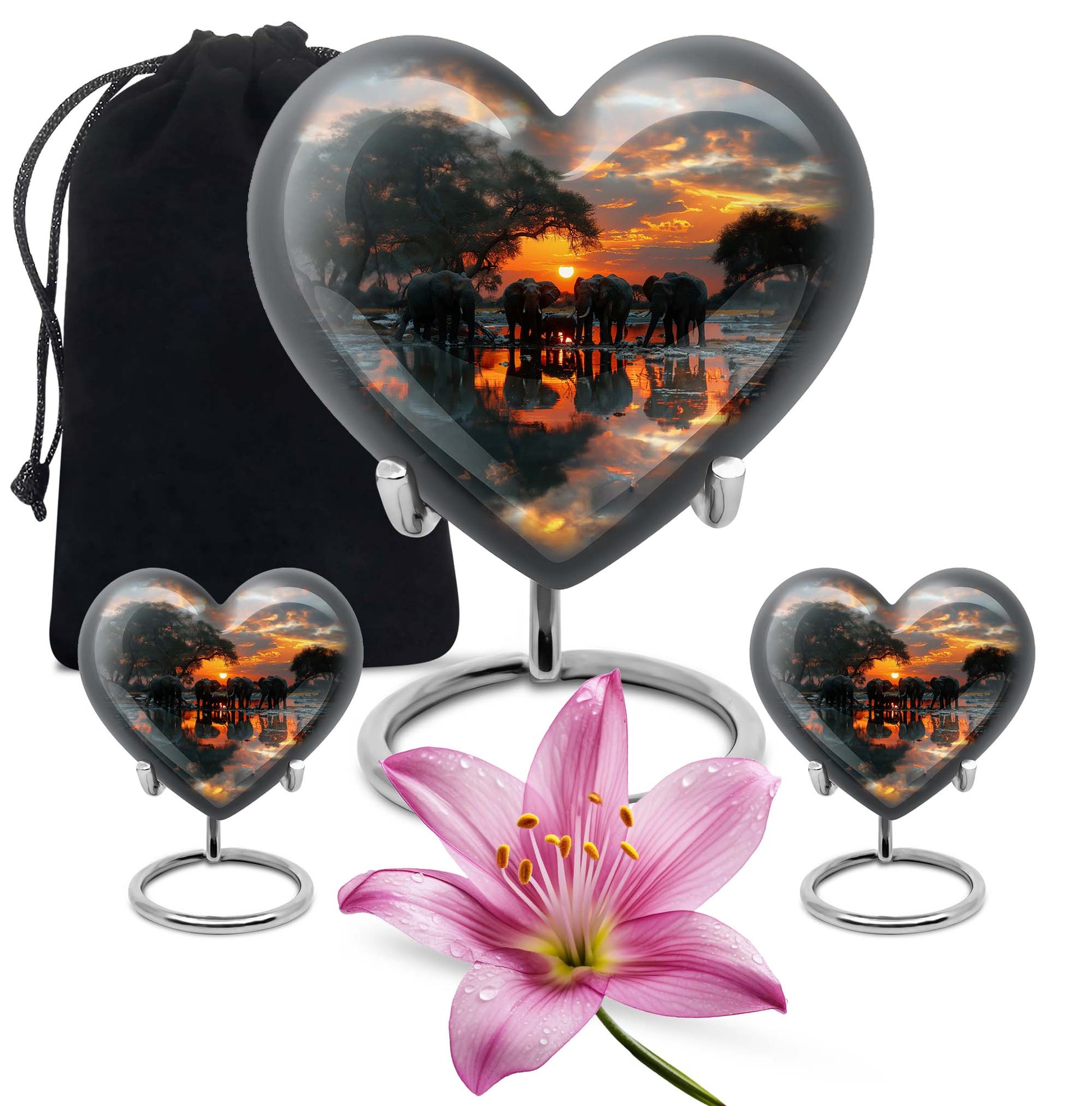 Aluminium heart-themed Elephant Urn