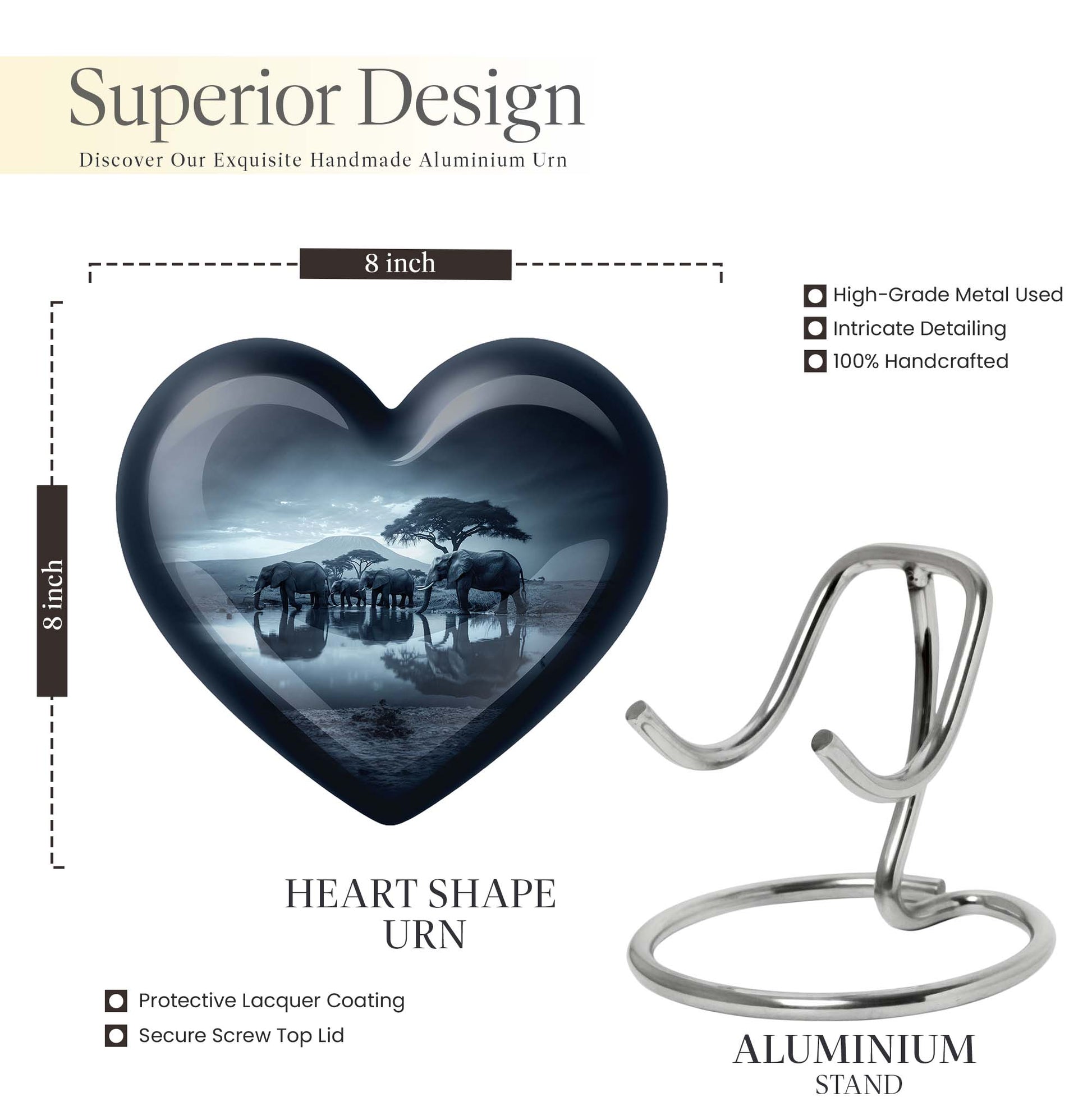 heart-shaped Elephant Urn