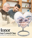 10-inch Heart-shaped Elephant Urn, featuring a butterfly theme, includes personal engraving and velvet pouch