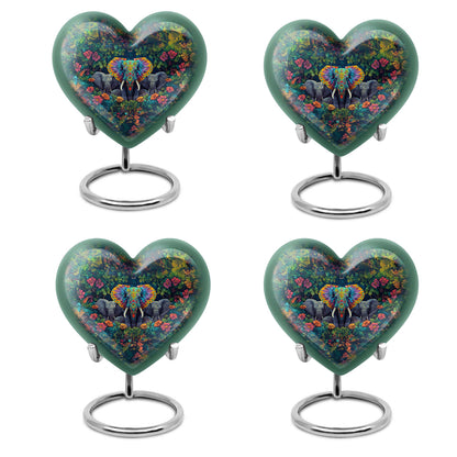 10-inch butterfly-themed heart-shaped elephant urn for adult human ashes