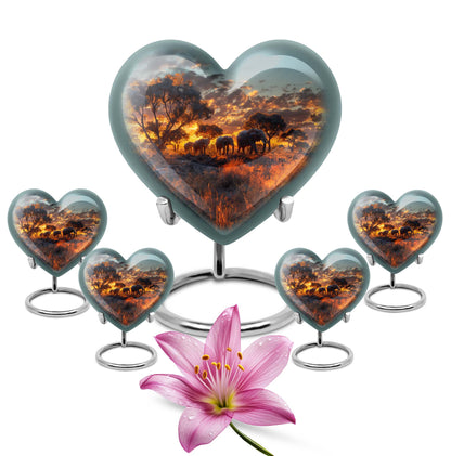10-Inch Elephant Heart Urn, Butterfly-themed