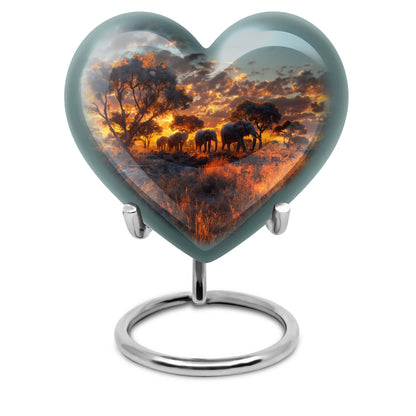 10-Inch Elephant Heart Urn, Butterfly-themed