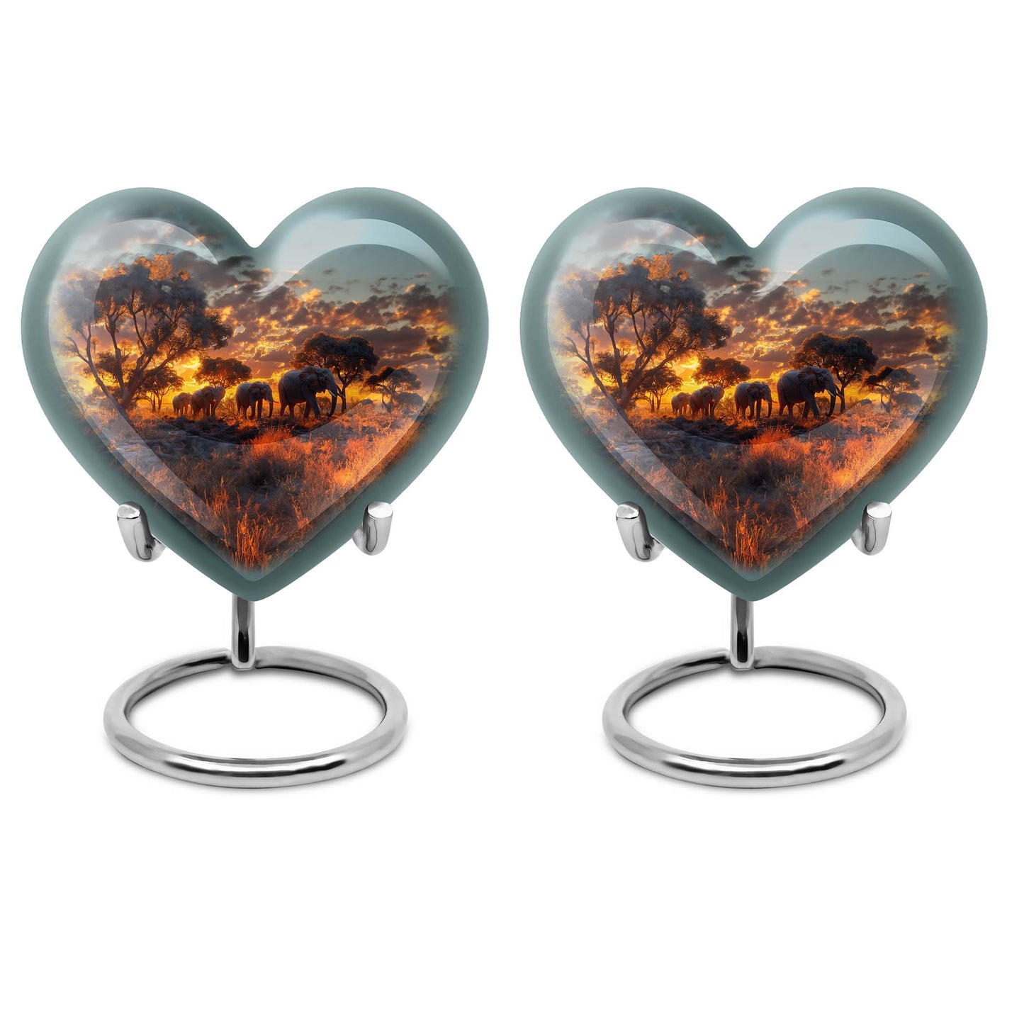 10-Inch Elephant Heart Urn, Butterfly-themed