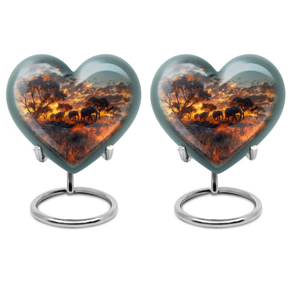 10-Inch Elephant Heart Urn, Butterfly-themed