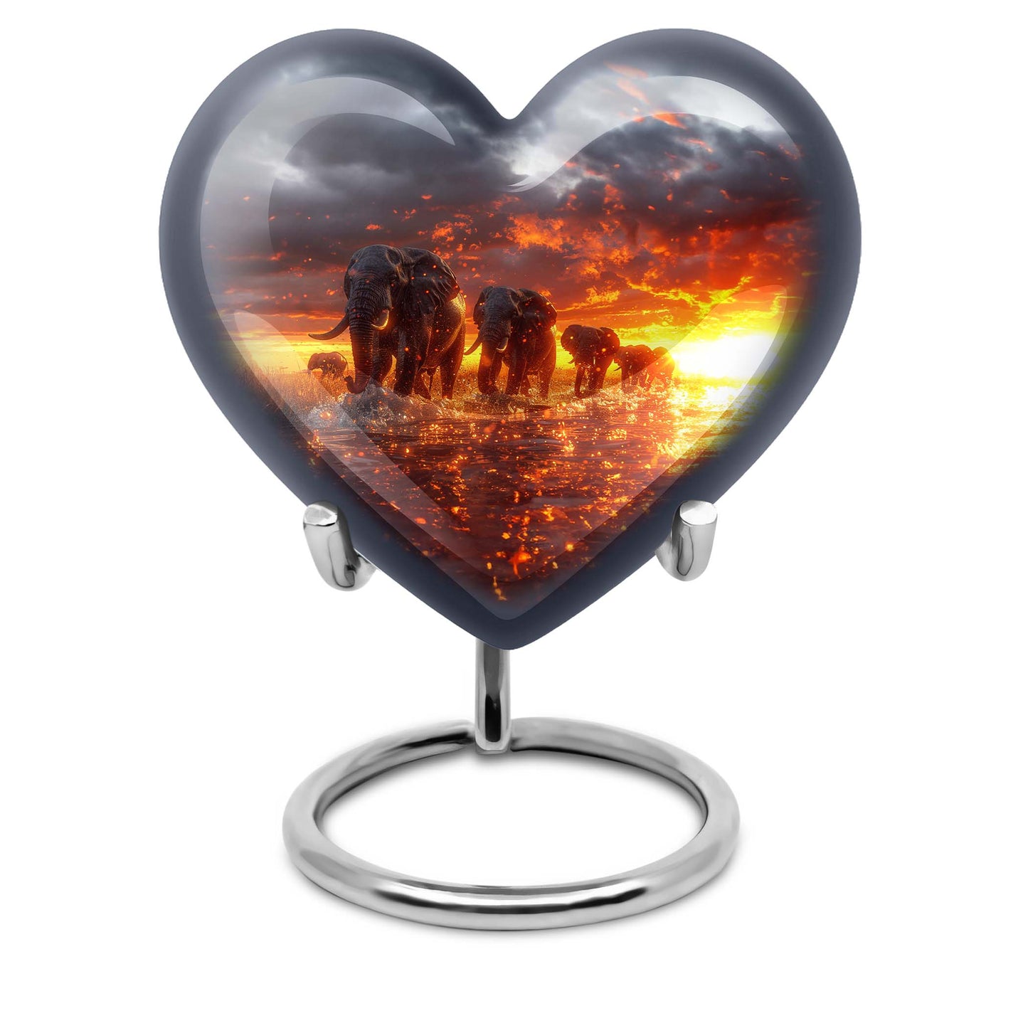 Heart-shaped Elephant Family Urn