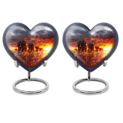 Heart-shaped Elephant Family Urn