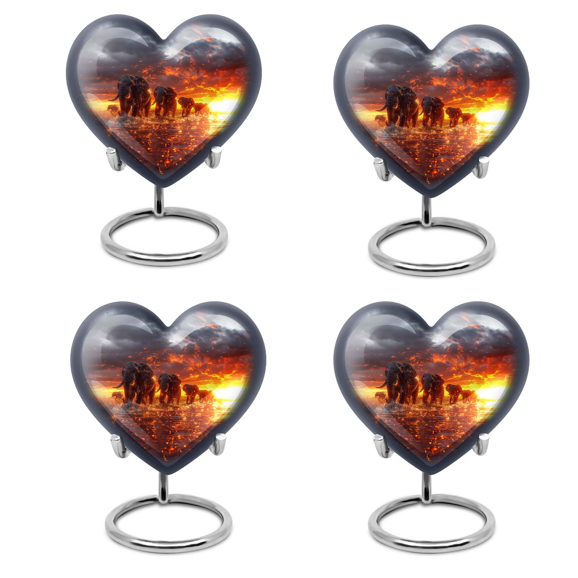 Heart-shaped Elephant Family Urn