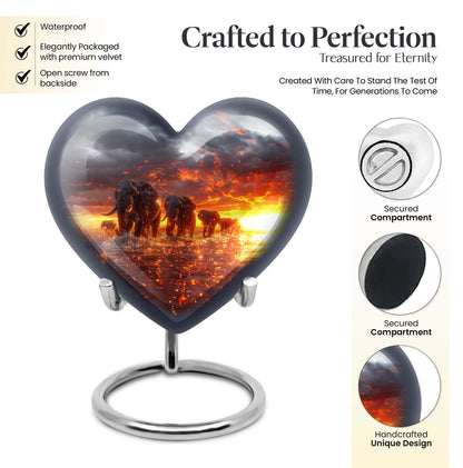 Heart-shaped Elephant Family Urn
