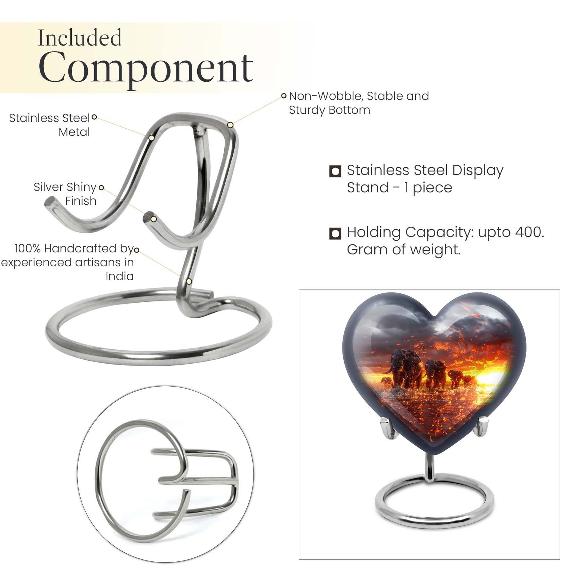 Heart-shaped Elephant Family Urn