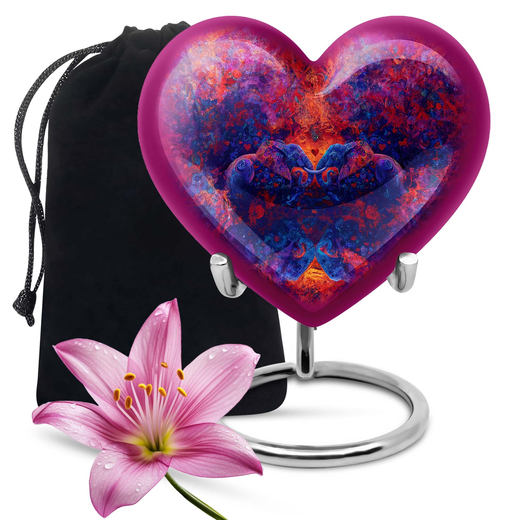 heart-shaped Elephant Family Urn