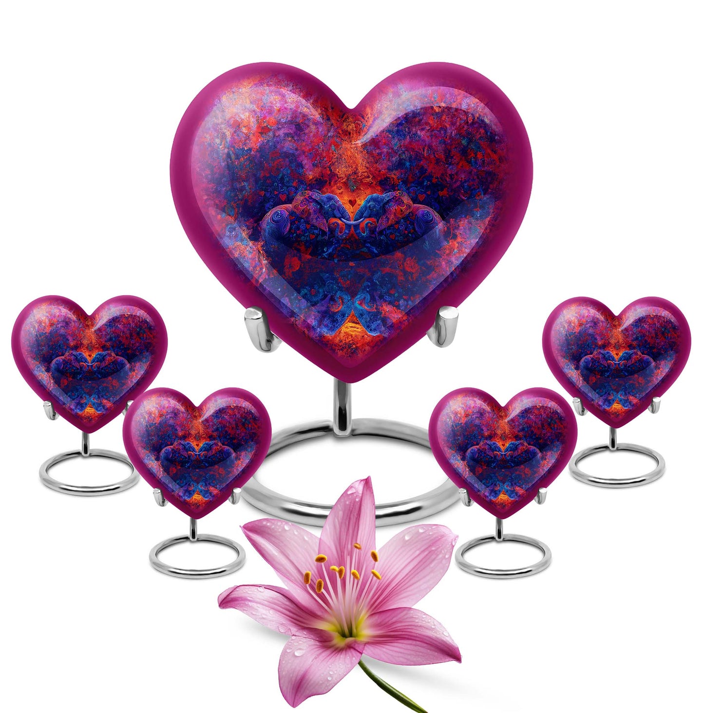 heart-shaped Elephant Family Urn