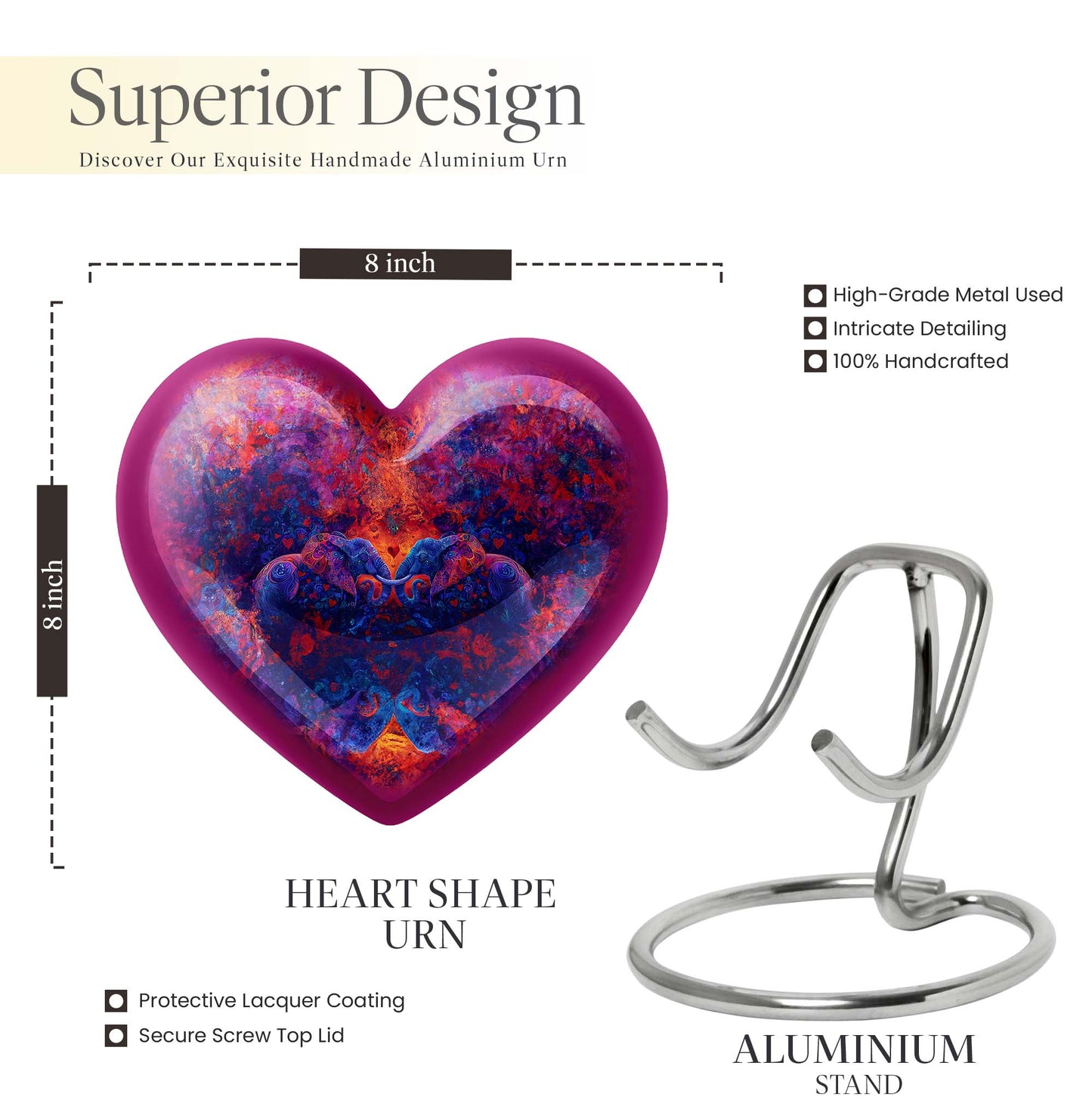 heart-shaped Elephant Family Urn