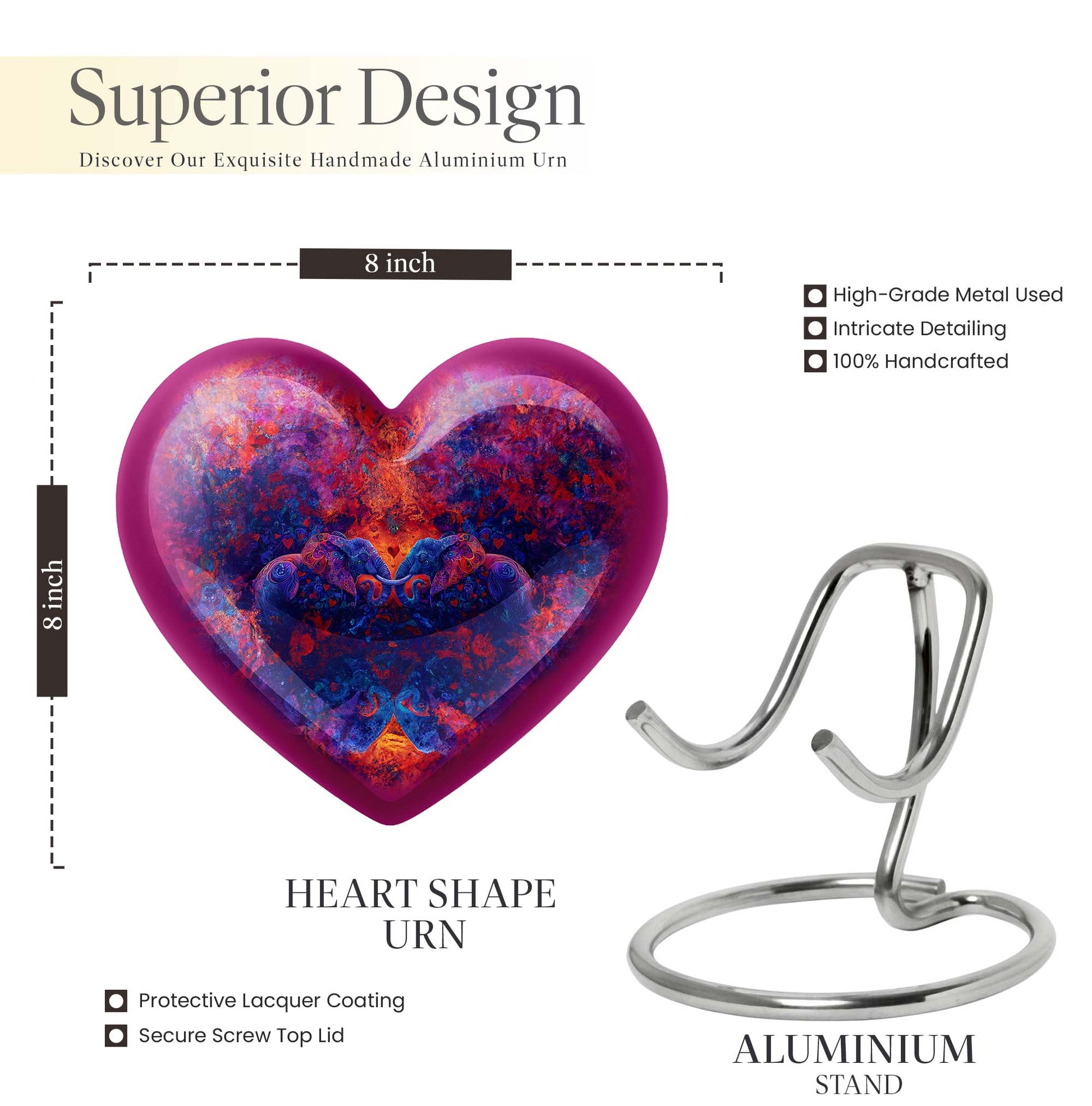 heart-shaped Elephant Family Urn