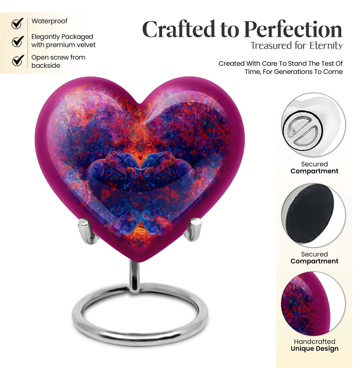 heart-shaped Elephant Family Urn