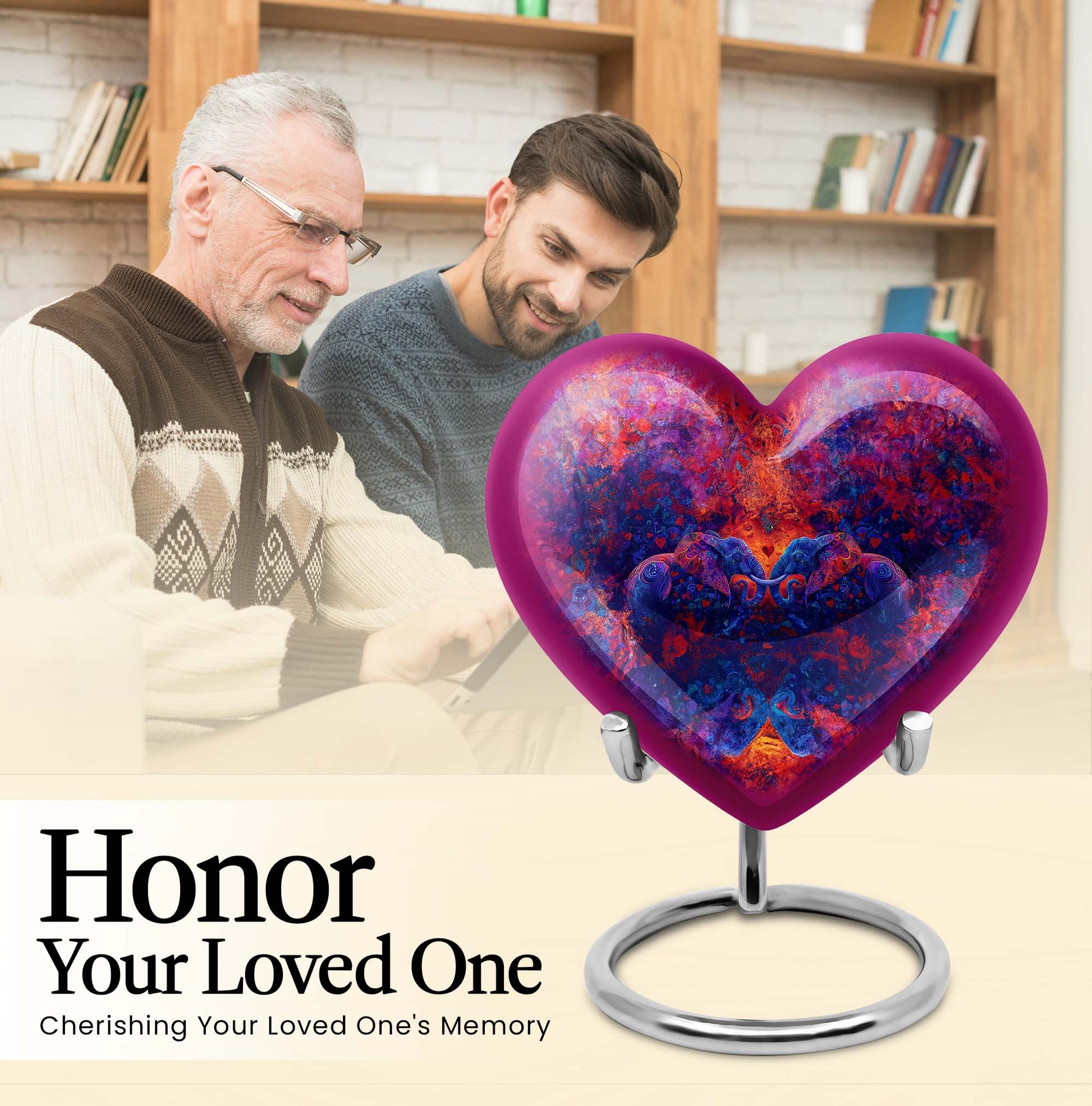 heart-shaped Elephant Family Urn