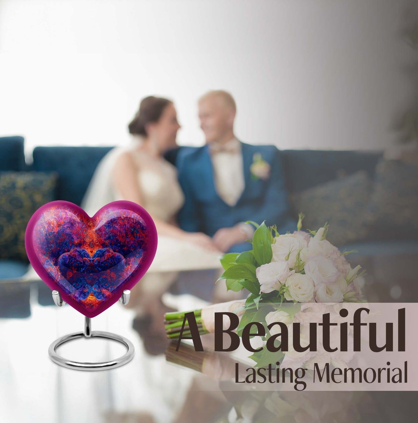 heart-shaped Elephant Family Urn