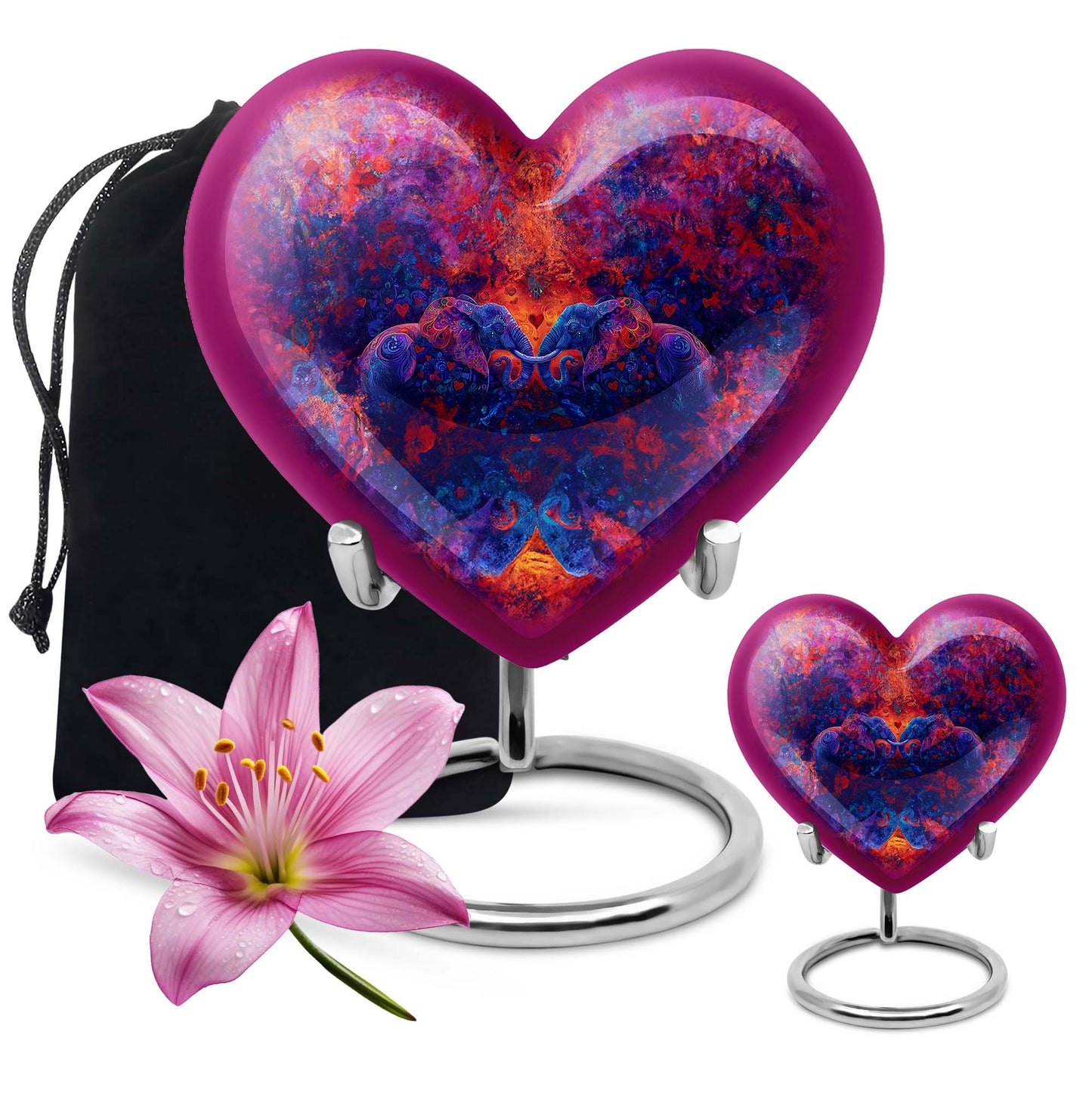 heart-shaped Elephant Family Urn