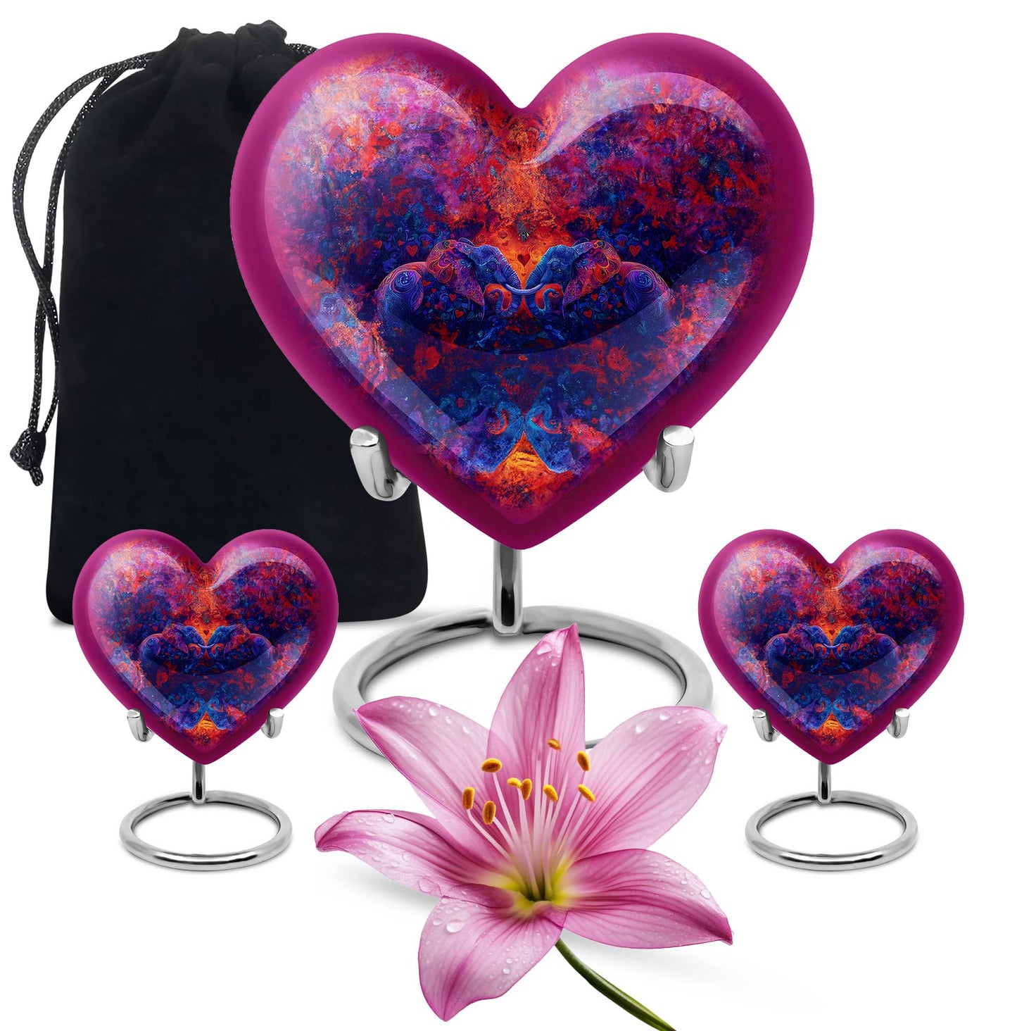 heart-shaped Elephant Family Urn
