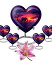 10 inches Butterfly-themed Heart Shaped Elephant Family Urn with option for engraved names.
