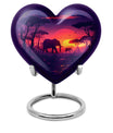 10 inches Butterfly-themed Heart Shaped Elephant Family Urn with option for engraved names.