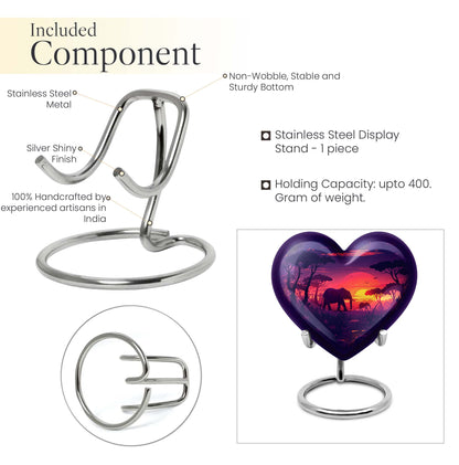10 inches Butterfly-themed Heart Shaped Elephant Family Urn with option for engraved names.