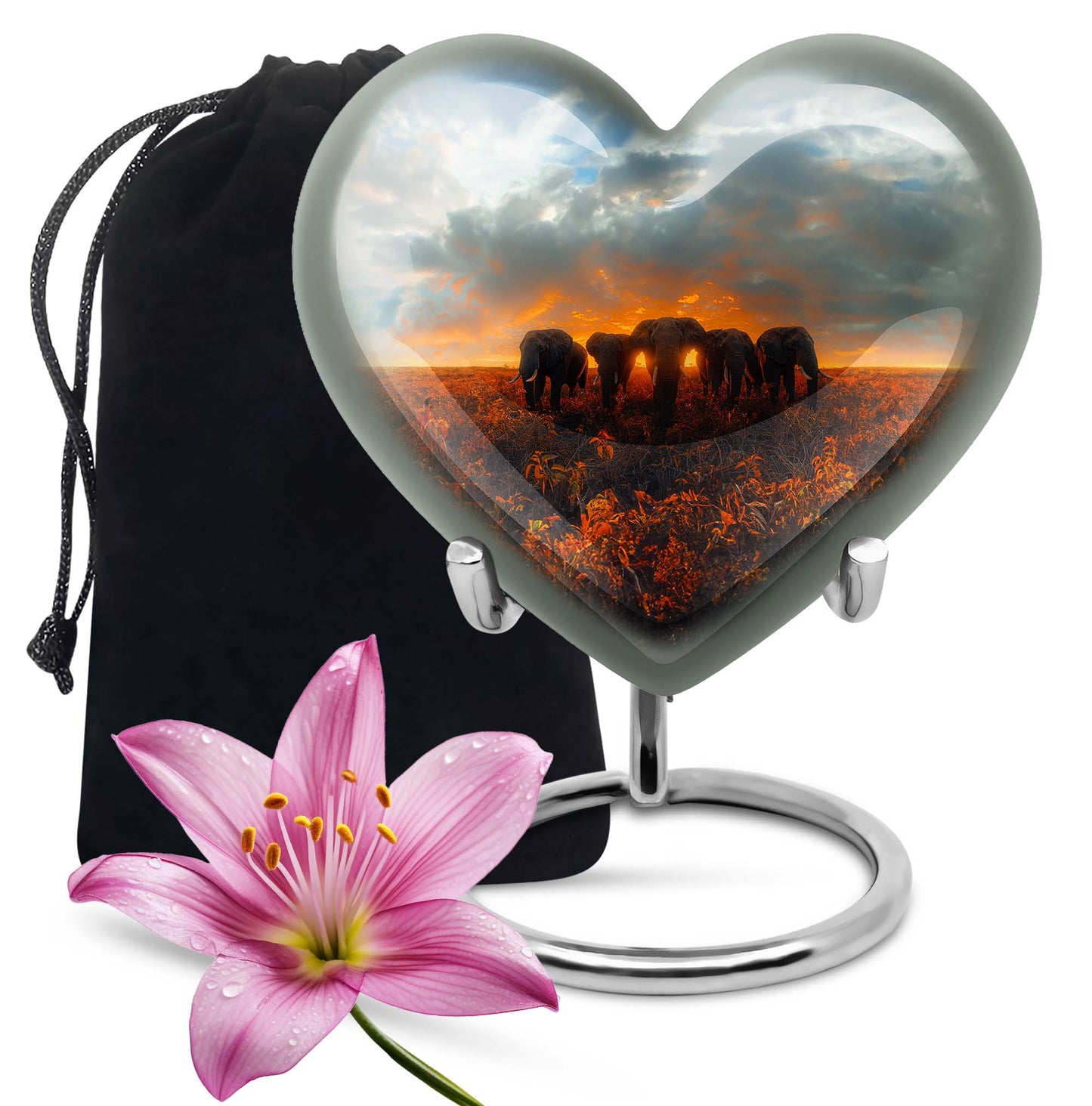 Elephant Family Heart Urn