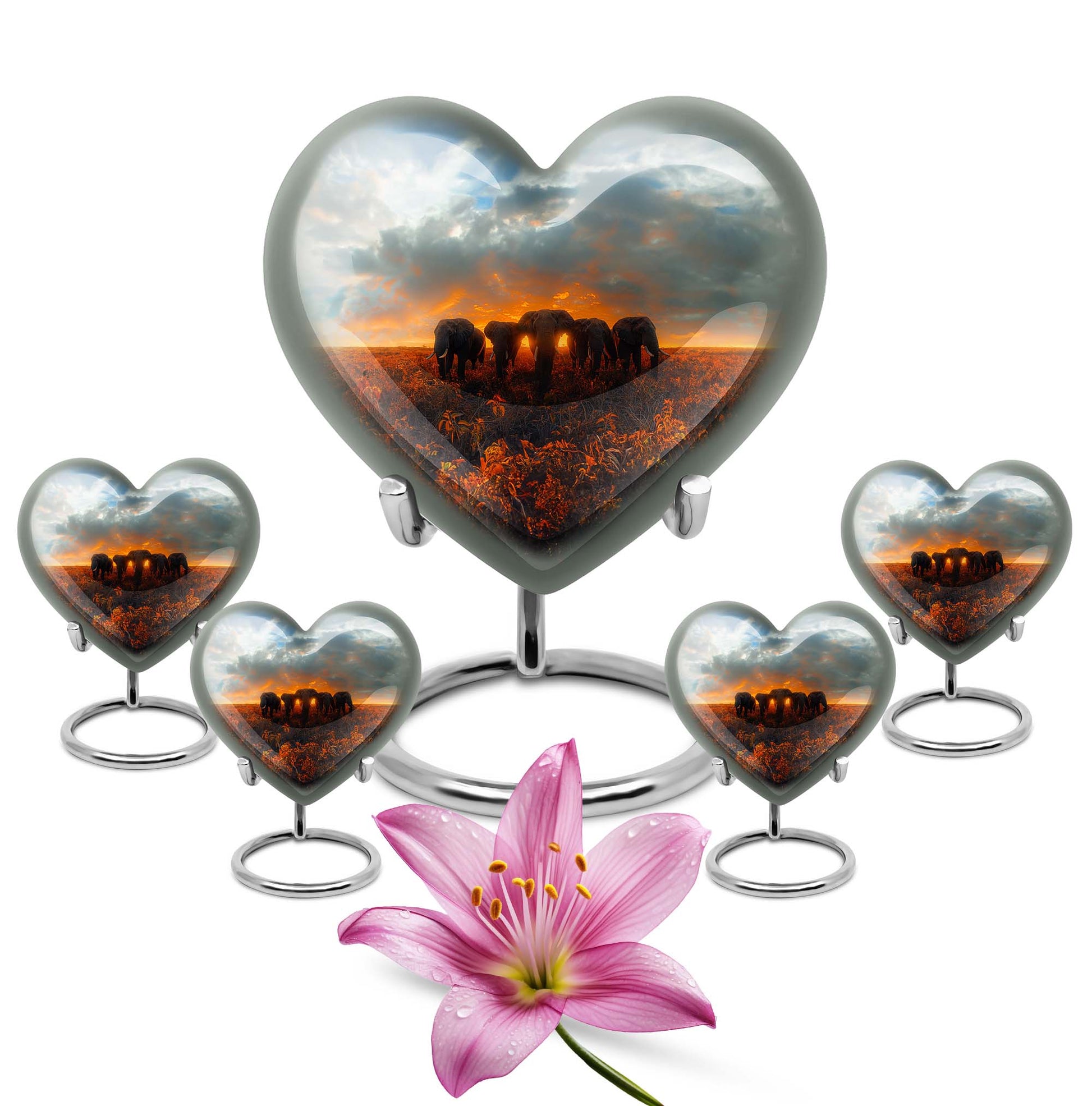 Elephant Family Heart Urn