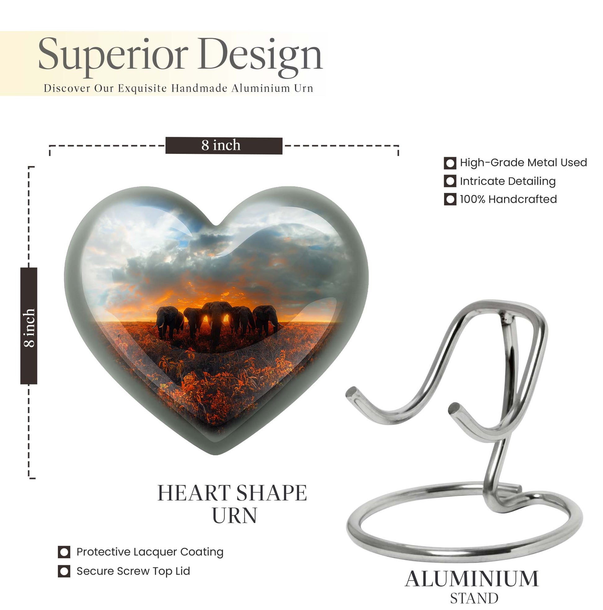 Elephant Family Heart Urn