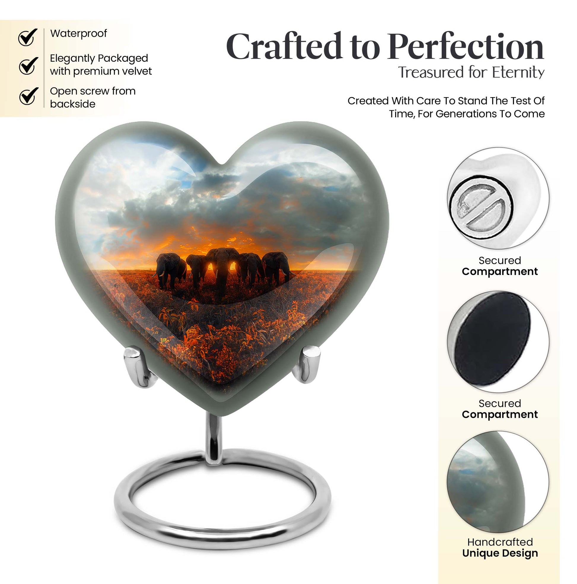 Elephant Family Heart Urn