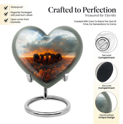 Elephant Family Heart Urn