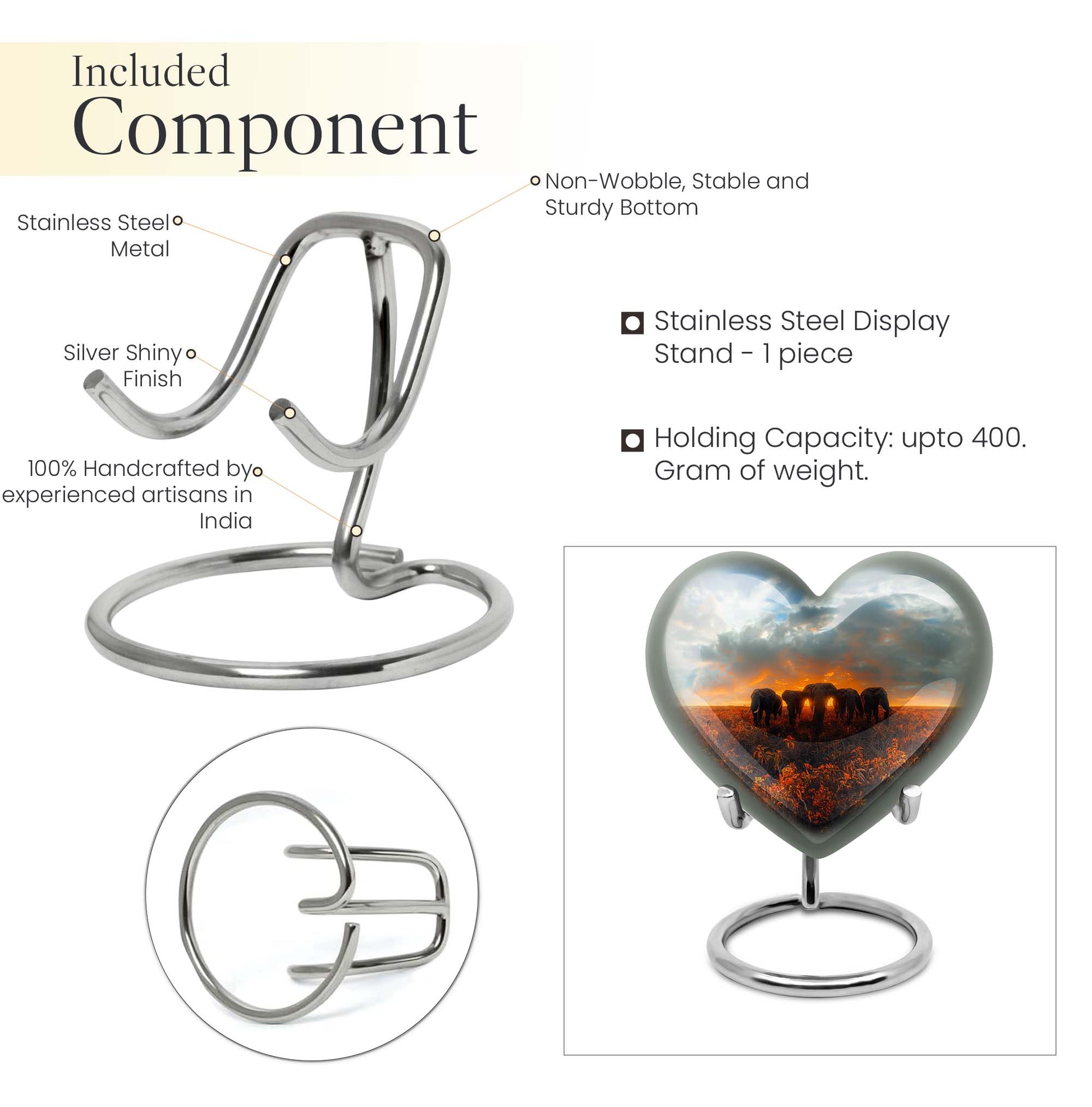 Elephant Family Heart Urn