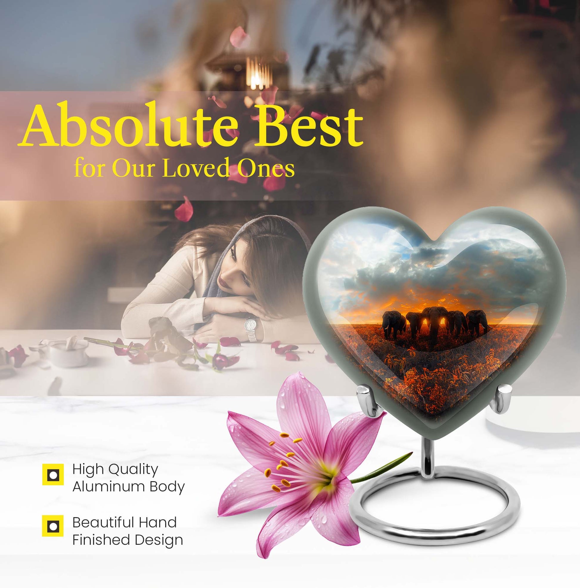 Elephant Family Heart Urn