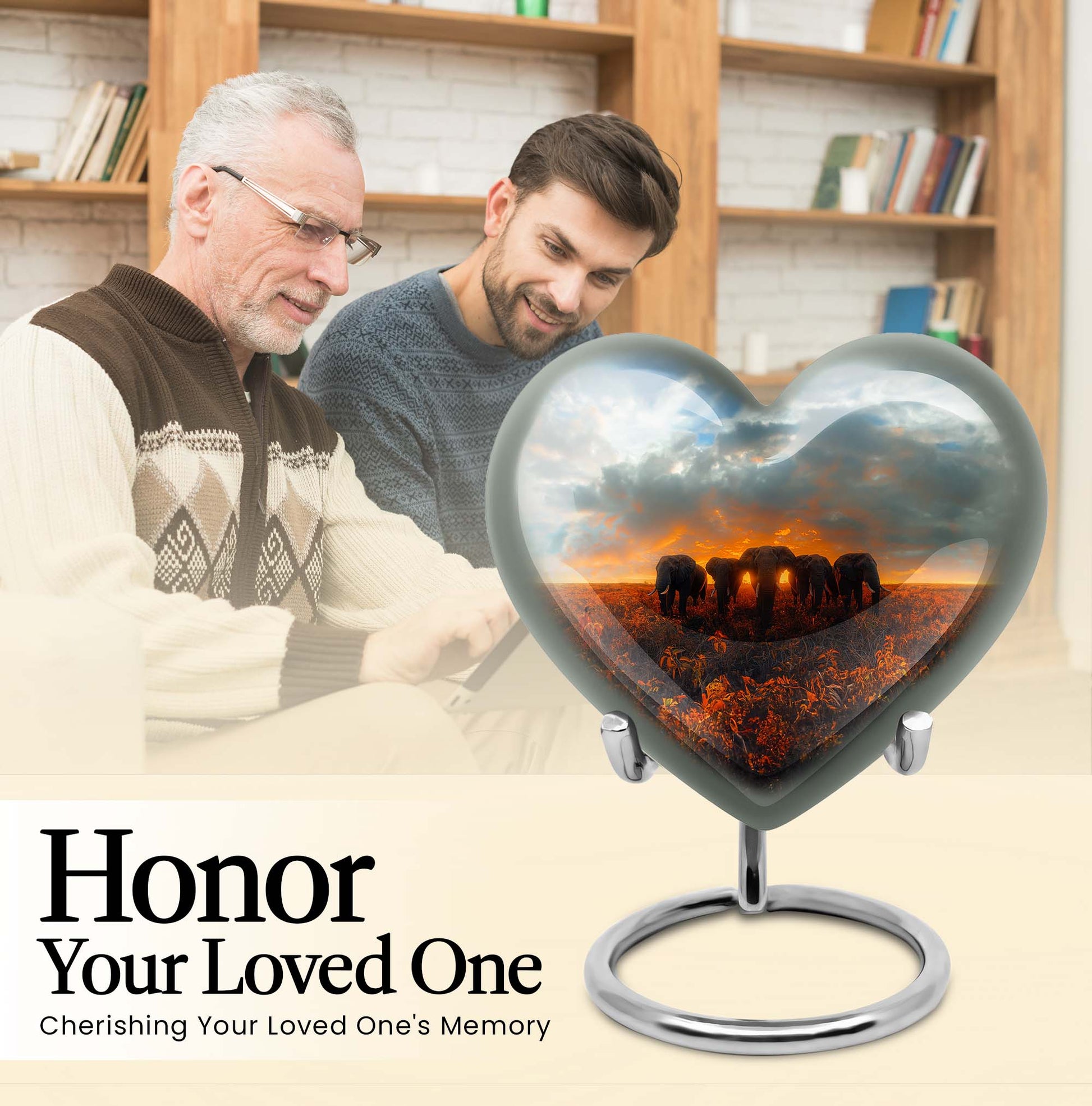 Elephant Family Heart Urn