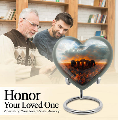 Elephant Family Heart Urn