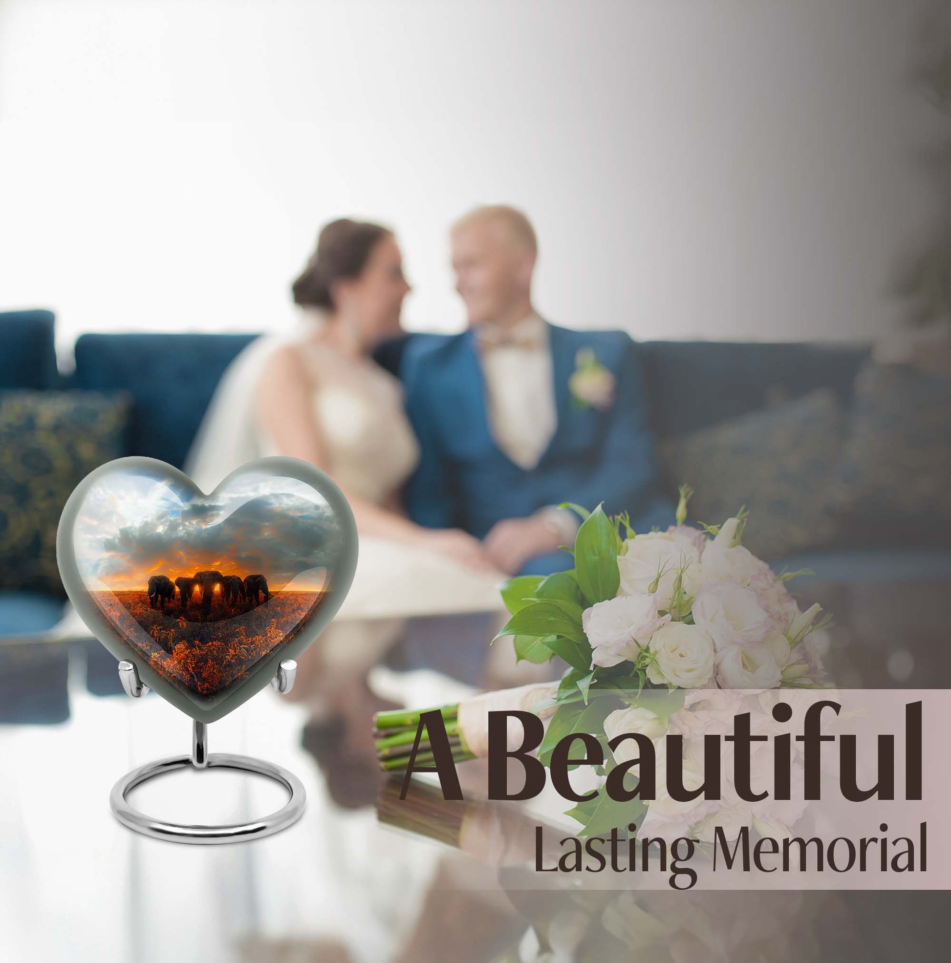 Elephant Family Heart Urn