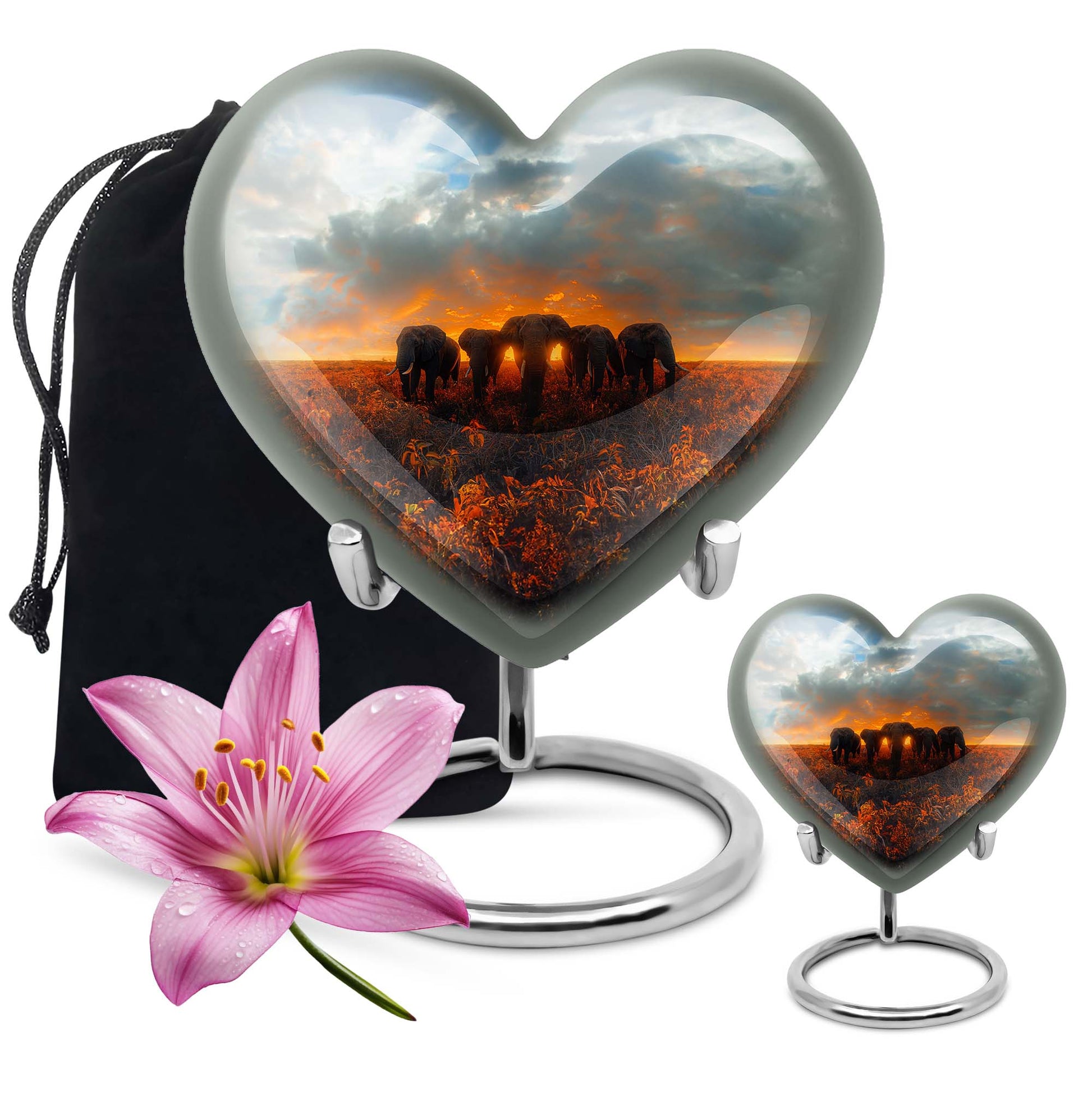 Elephant Family Heart Urn