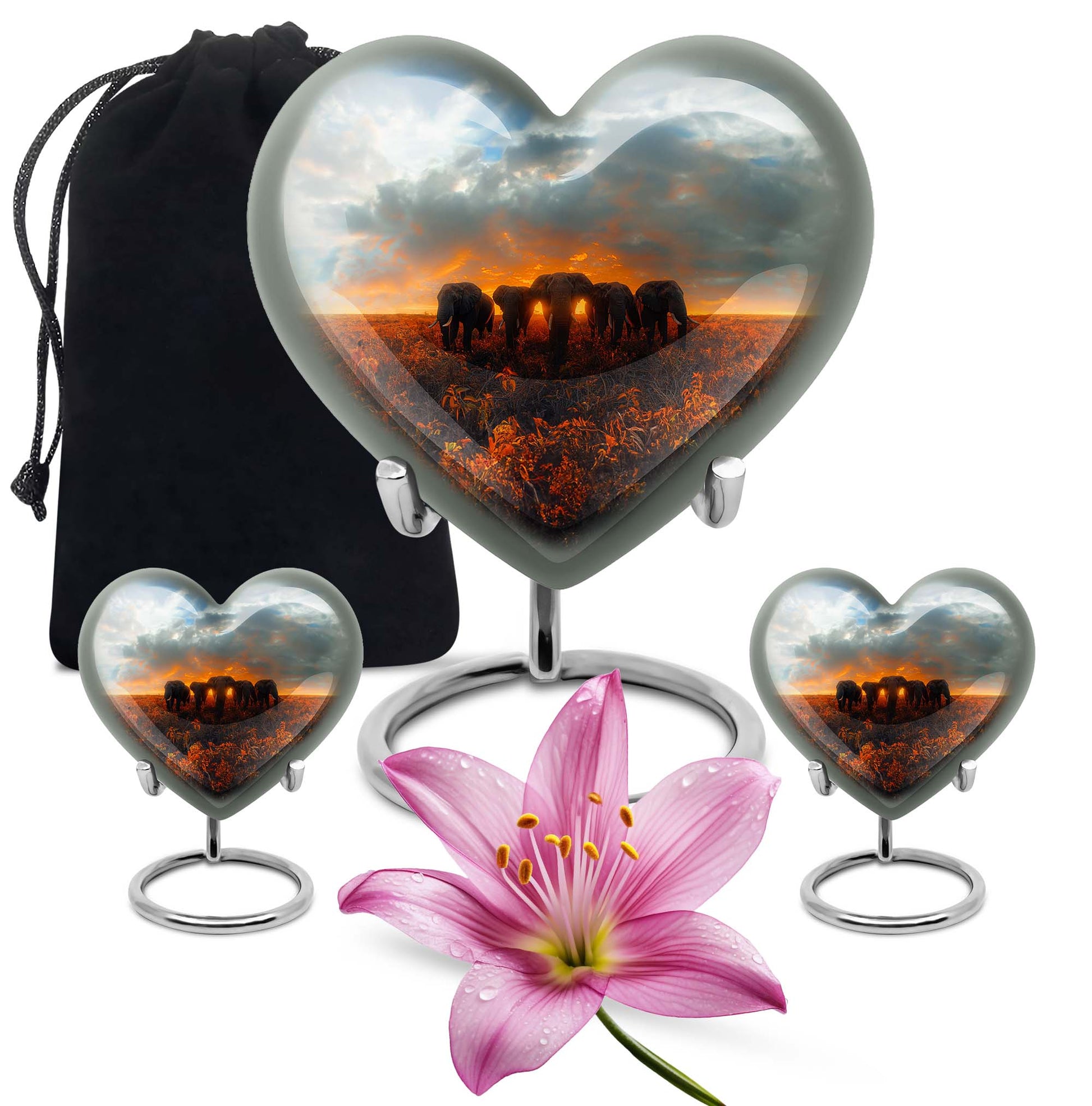 Elephant Family Heart Urn