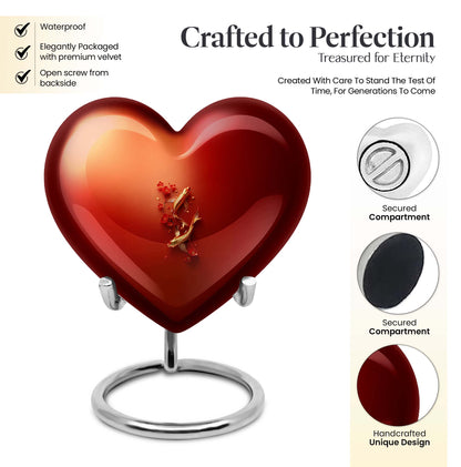 Gold fish-shaped heart urn for adult male ashes