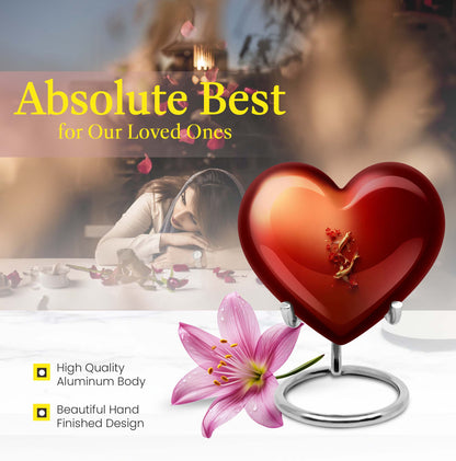 Gold fish-shaped heart urn for adult male ashes