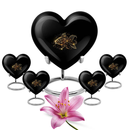 Heart-shaped 10-inch gold fish urn